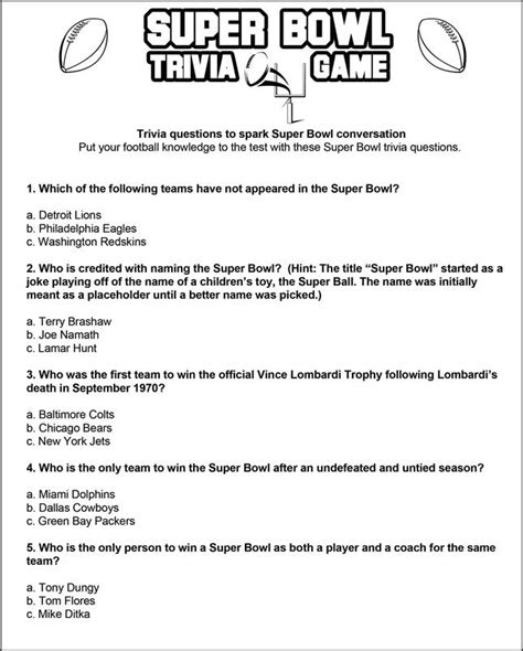 Jun 29, 2017 · consider timing trivia night around big games, say the day before the playoffs start. Print & play! | Super bowl trivia, Superbowl game ...