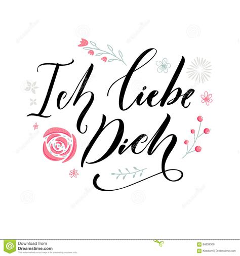 Dann habe ich hier 43 liebessprüche für dich. Ich Liebe Dich. I Love You In German Language. Love Quote. Typography With Hand Drawn Pink ...