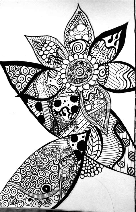 Zentangle Doodle Flowers Coloring Pages