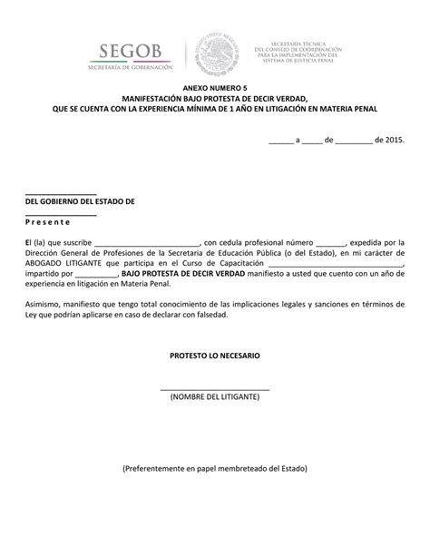 Como Hacer Una Carta Bajo Protesta De Decir Verdad Fácil De Hacer