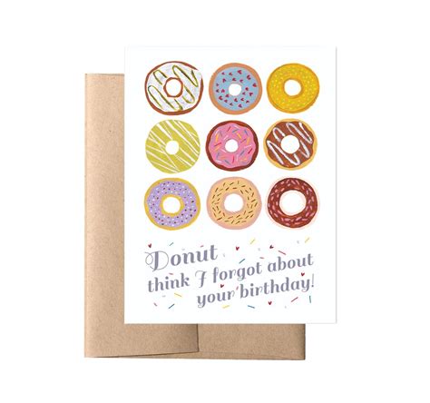Donut Birthday Card Birthday Card Donut Birthday Card Etsy