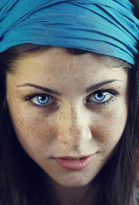 Freckled Girl In A Headscarf With Huge Bright Blue Eyes From 365