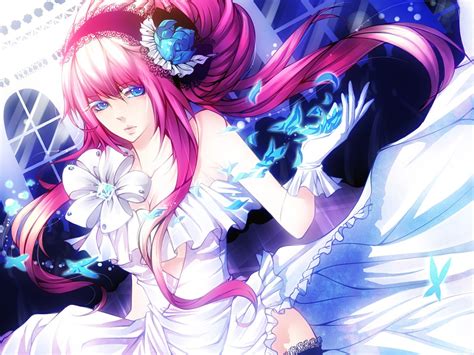 Mình mở shop để các bạn đặt ảnh anime. Anime bride pink hair dress blue eyes girl beautiful ...