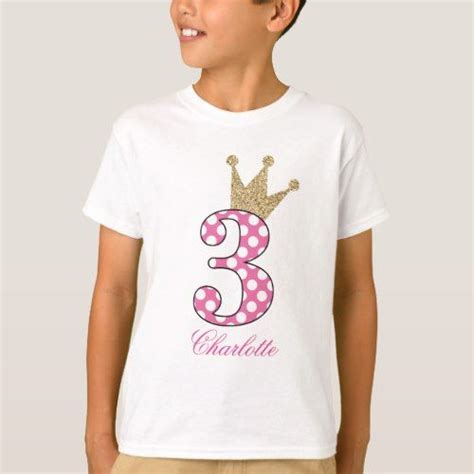 3rd Birthdaypolka Dotsglitter Print Personalize T Shirt