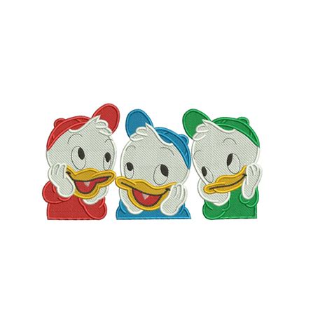 Huey Dewey Louie Disney Ducktales Filled Stitch Embroidery Design