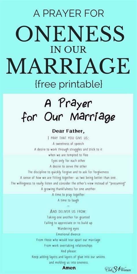 A Prayer For Oneness In Our Marriage With Free Printable We Prayer