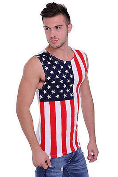 Mens American Flag Sleeveless Shirt Stars And Stripes Plus Size Tank