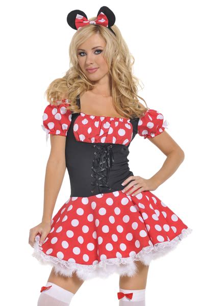 clarkjess minni mouse sexy adult halloween costume mini dress and ears 1sz s m l brand new