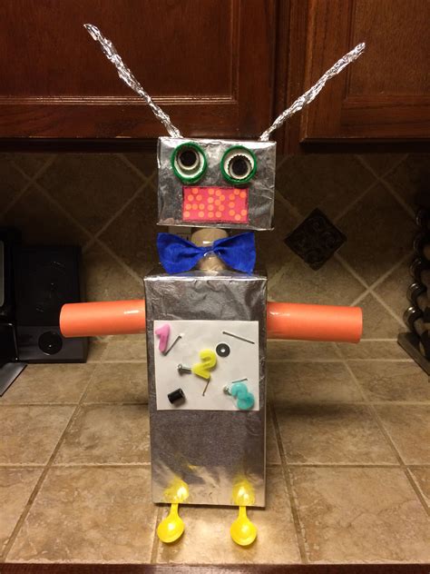 Mikeys Robot Made From Recycled Materials For Pre School Art Therapy