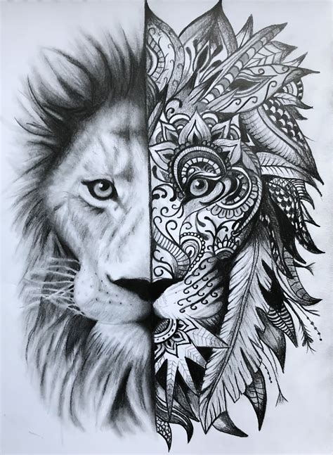 Este Mandala Lion Tattoo Geometric Lion Tattoo Wolf Tattoos Tatoos