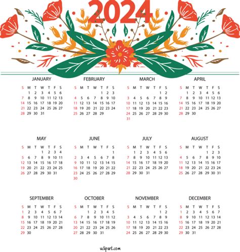 2024 Calendar Flower Design Calendar For 2024 Yearly Calendar Free