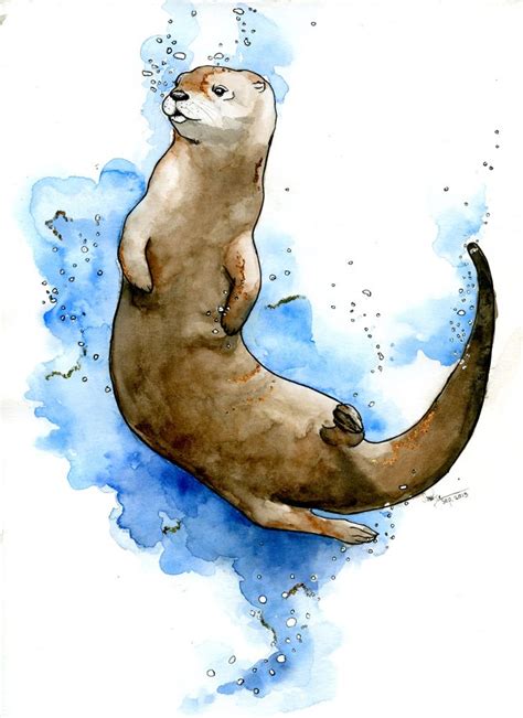 Illustration Otter Art Otter Illustration Animal Drawings