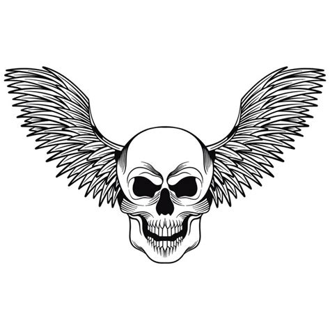 Premium Vector Vector Skull Wings Illustration Hand Drawn Logo Design