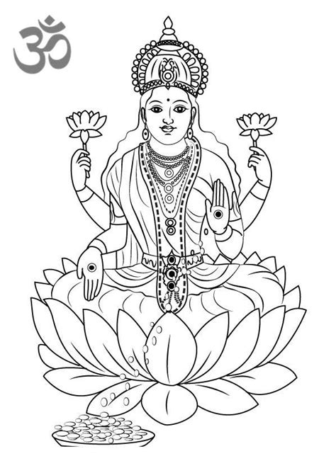 Hinduism Coloring Pages Lakshmi Mata Printable Free Printable