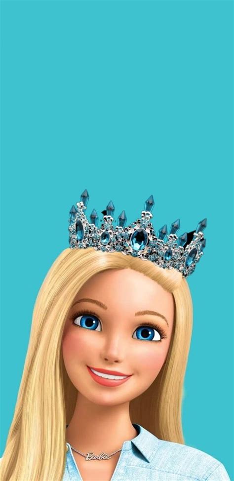 barbie doll wearing a tiara with blue eyes and long blonde hair smiling at the camera