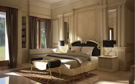 A contrasting bedroom wiht a an elegant moody bedroom with dark walls, a catchy chandelier, artworks, an animal rug and leather chairs. 16 Elegant Modern Bedrooms for Real Enjoyment