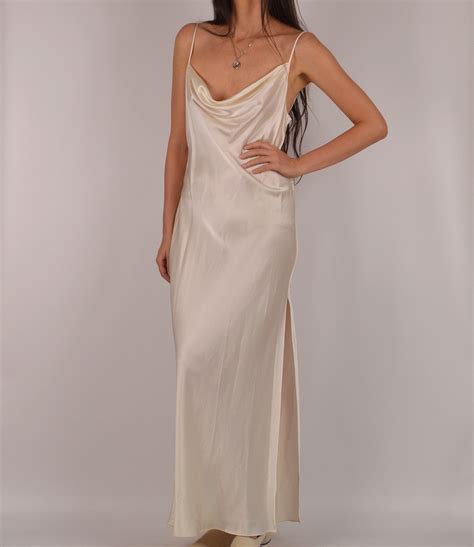 Vintage Backless Silk Slip Dress S L