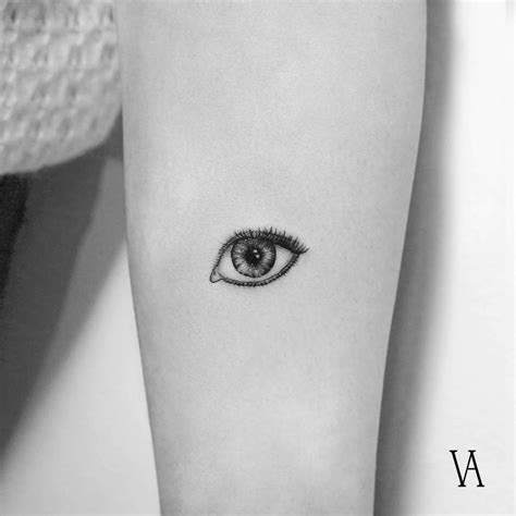 Small Fine Line Style Eye Tattoo On The Forearm