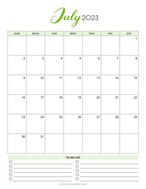 Free Printable July 2023 Monthly Calendar Vertical Vrogue