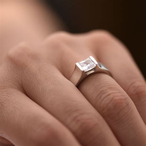 Princess Cut Diamond Solitaire Engagement Ring In Wide Tapered Setting