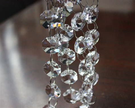 2 Yards Clear Crystal Octagon 14mm Bead Chandelier Lamp Part Chain