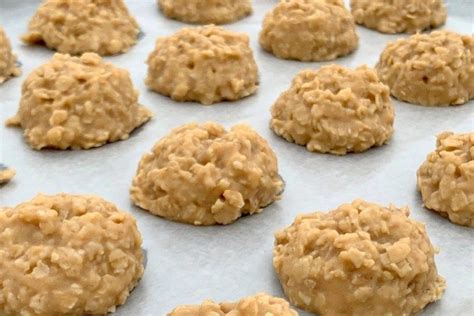 The Best No Bake Peanut Butter Drop Cookies On A Wax Paper Lined Cookie