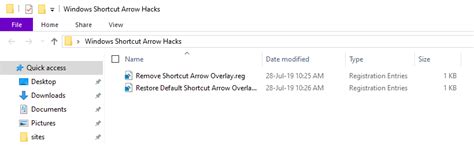 How To Remove Shortcut Arrow Icon On Shortcuts In Windows 10