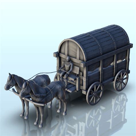 Hartolia Miniatures Medieval Carriage With Horses And Coachman 2