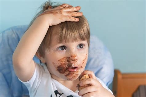 Smeared Chocolate Face Stock Photos Free Royalty Free Stock
