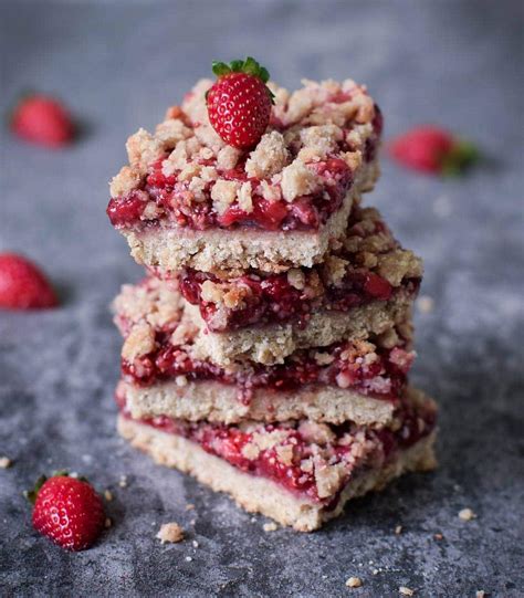Strawberry Oatmeal Bars Vegan Crumble Cake Elavegan