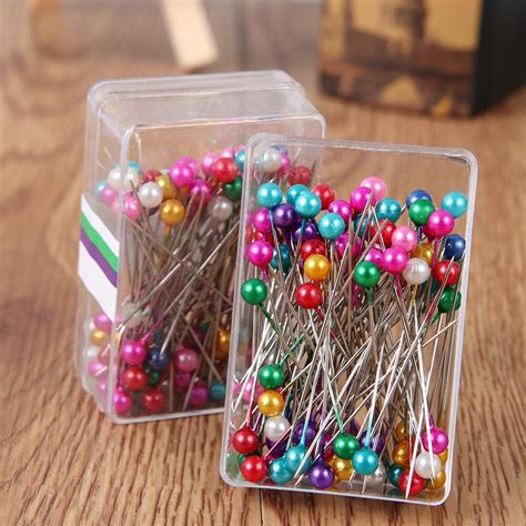 Hand Sewing Needles 100pcsbox Straight Pins With Head Colorful Corsage