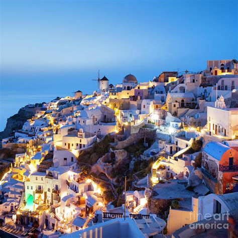 Oia At Night Santorini Greece Photograph By Justin Foulkes Pixels