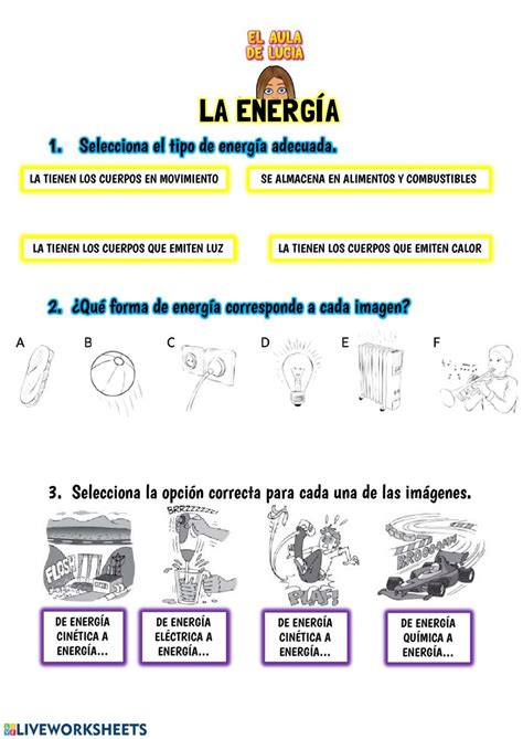 Ejercicio online de La energía para Grade 3 Puedes hacer los