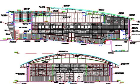 Auditorium Hall Architecture Elevation And Section Plan Dwg File Cadbull