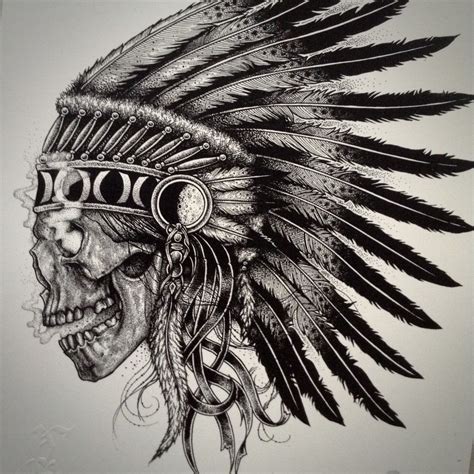 Image Of Skull Chief Indian Skull Tattoos Headdress Tattoo Native