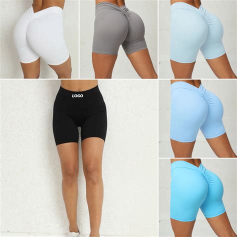 Sexy Plus Size V Back Peach Booty Tiktok Casual Sports Shorts For Female Custom Brand Logo Yoga
