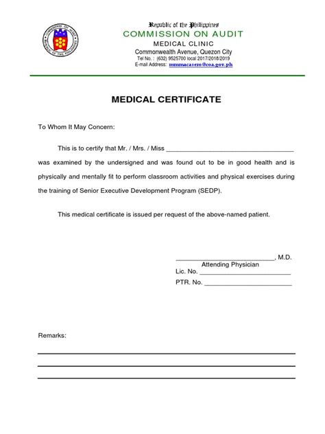Medical Certificate Pdf