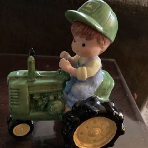 Vintage John Deere Boy On Tractor Figurine By Enesco John Deere