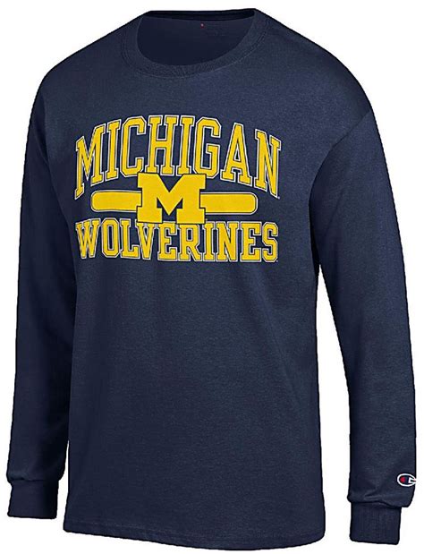 Mens Michigan Wolverines Champion Blue University Long Sleeved Tee