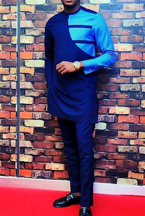 Blue African Suit For Men Dashiki Clothing For Men Wedding Guest Suit