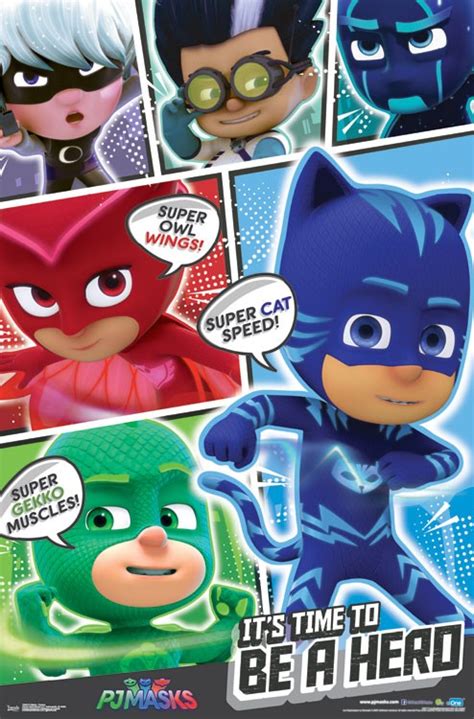 Pj Masks Powers Poster Canvas Print Wooden Hanging Scroll Frame