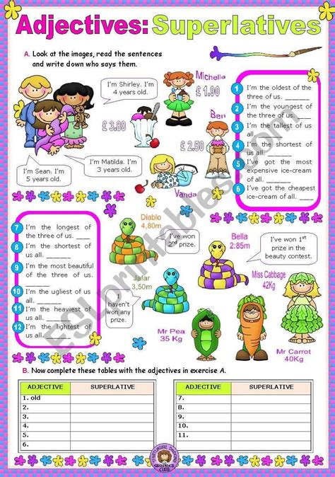 Part frenetic practice and part delightful fun, our printable comparative and superlative adjectives worksheets hammer home the concept with a host of engaging exercises with answer keys. Adjectives: Superlatives worksheet | Equipo