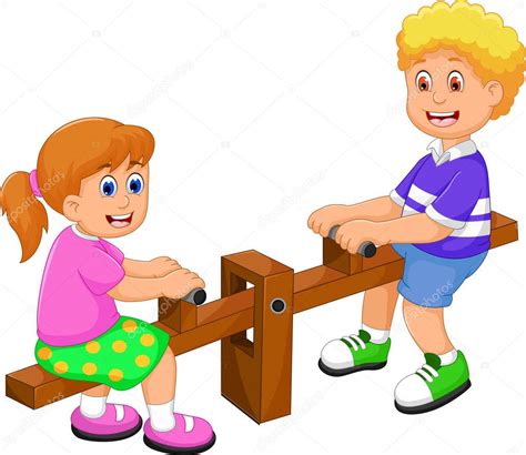 Imagenes de dos jovenes conversando dibujos : Divertida caricatura de dos niños jugando ver VI — Foto de ...