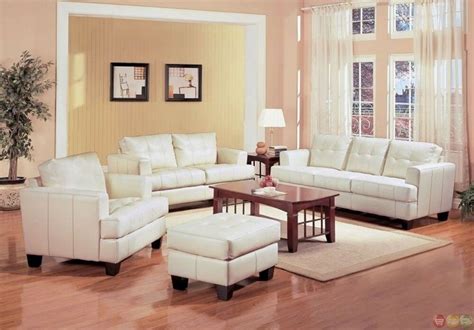 Samuel Cream Off White Bonded Leather Living Room Sofa