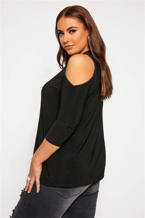 Limited Collection Black Cold Shoulder Top Yours Clothing