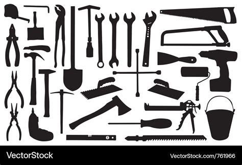 Construction Tools Silhouettes Royalty Free Vector Image