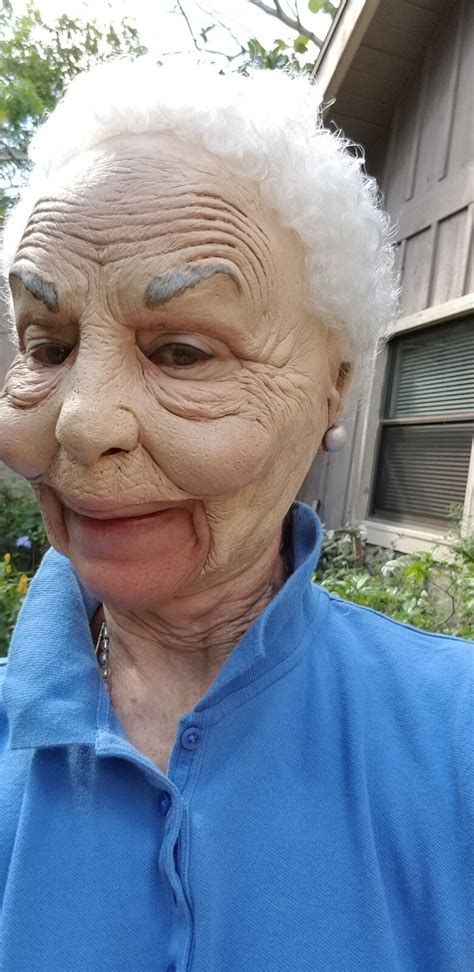 Adult Nanny Old Lady Grandma Chinless Latex Mask With Hair Costume