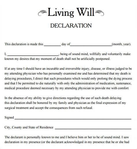 9 Sample Living Wills Pdf Sample Templates Living Will Forms Free
