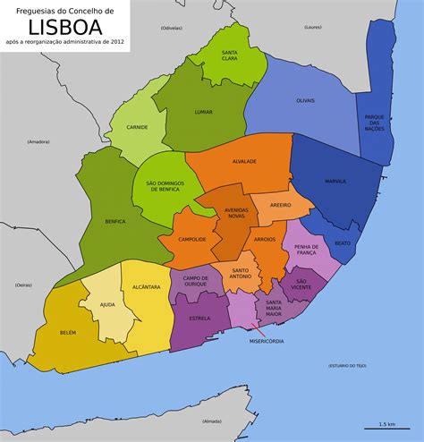 Lisboa Distritos Mapa Mapa De Lisboa Mostrando Los Distritos Portugal