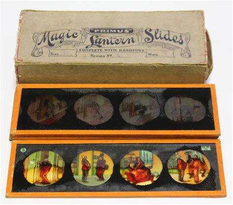A Collection Of Primus Magic Lantern Slides All With Printed And Coloured Scenes Including An Orig